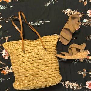 H&M bag and Skechers Sandals